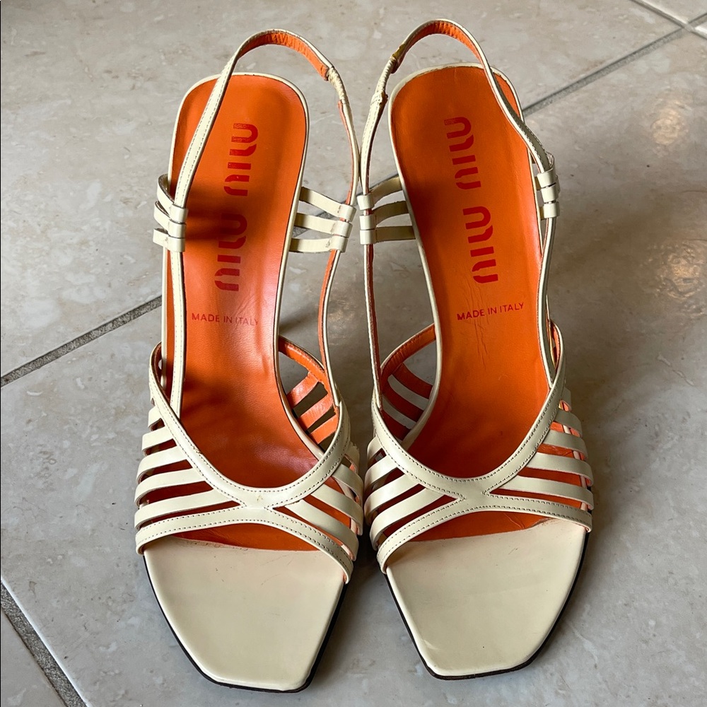 Authentic Miu Miu Cream Strappy Sandals - Picture 10 of 11
